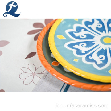 Nouveau style rond couleur créative vaisselle imprimée en céramique
